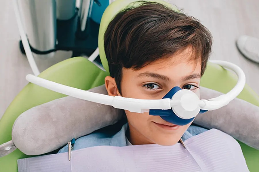 Child receiving nitrous oxide sedation at WhiteZone Dental